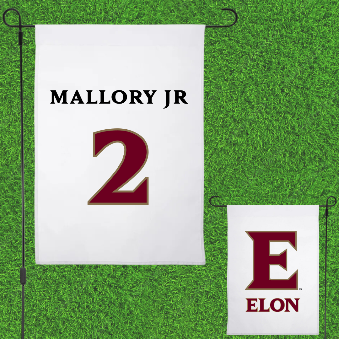 Elon University Baseball White Garden Flag - #2 Kenny Mallory Jr