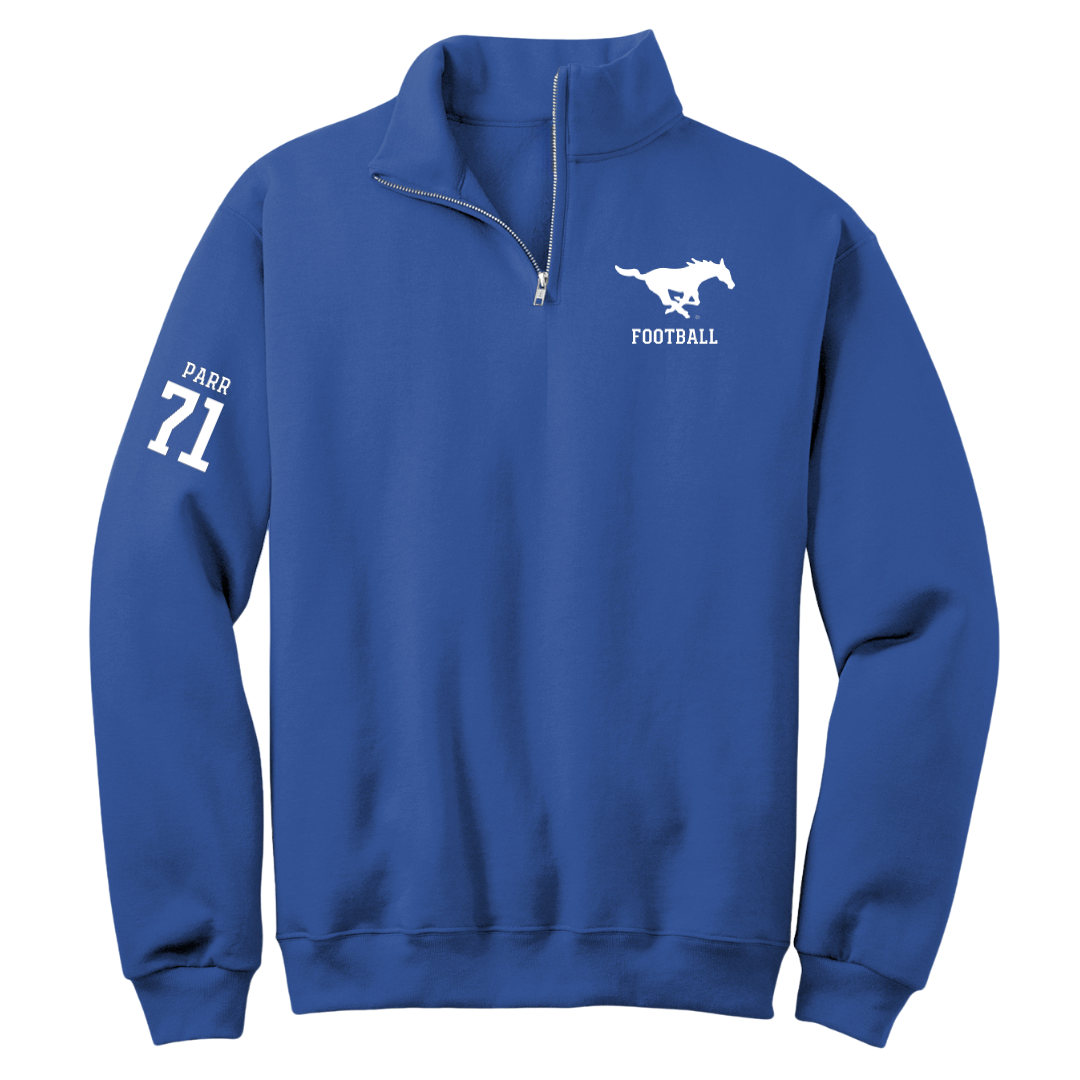 Southern Methodist University Football Blue Quarter-Zip - #71 Logan Parr