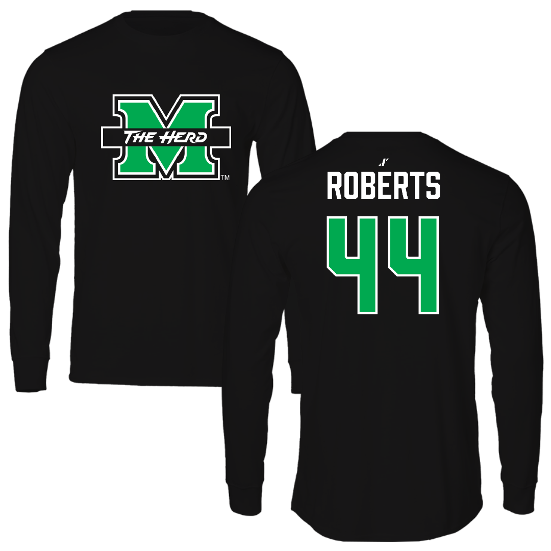 Marshall University Football Black Performance Long Sleeve - #44 Antwan Roberts