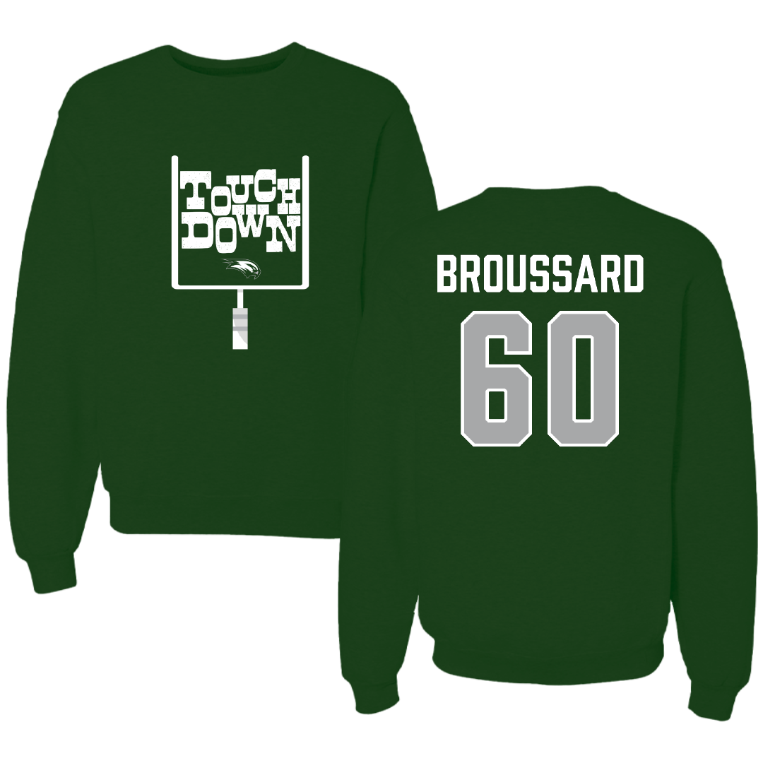 Wagner College Football Forest Green Touchdown Crewneck - #60 Jake Broussard