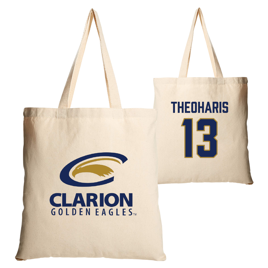 PennWest Clarion Baseball Tan Canvas Tote Bag - #13 Evan Theoharis