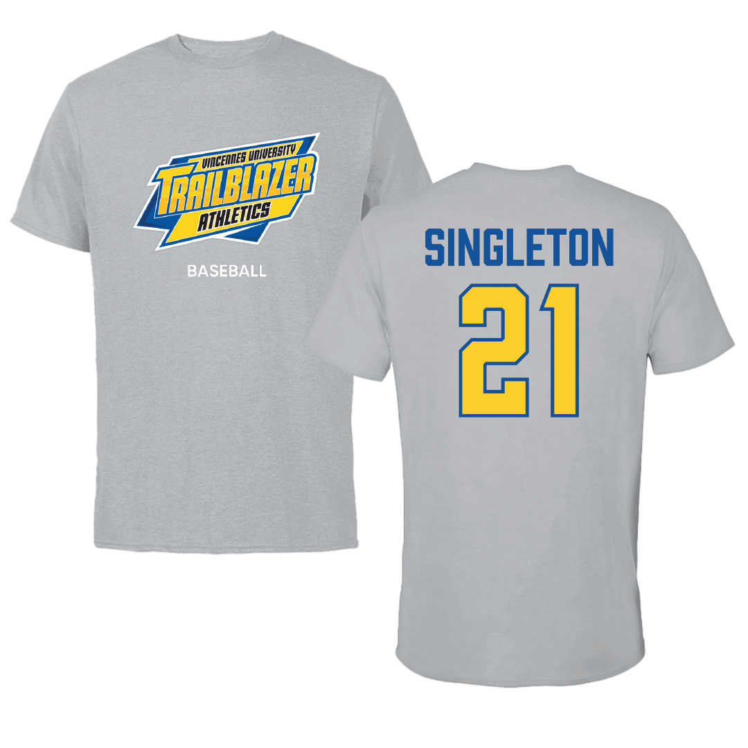 Vincennes University Baseball Sport Gray Tee - #21 Tyler Singleton