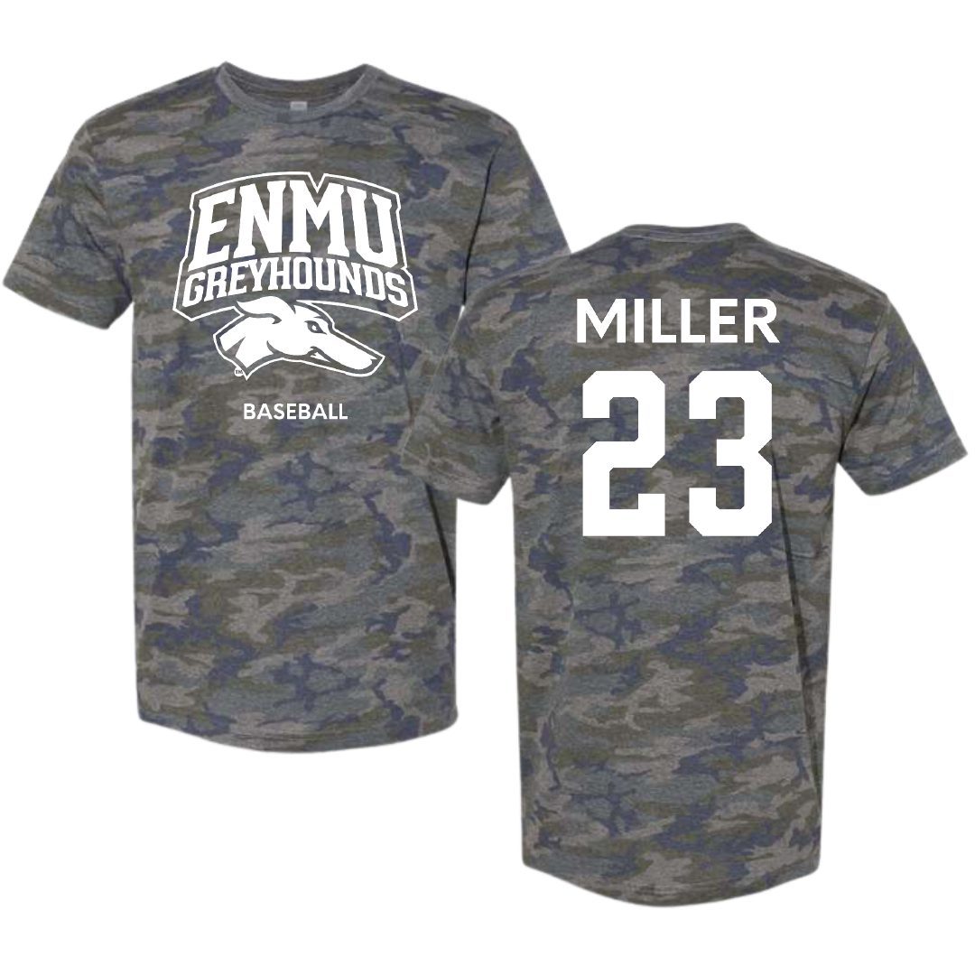 Eastern New Mexico University Baseball Vintage Camo Tee - #23 Nick Miller