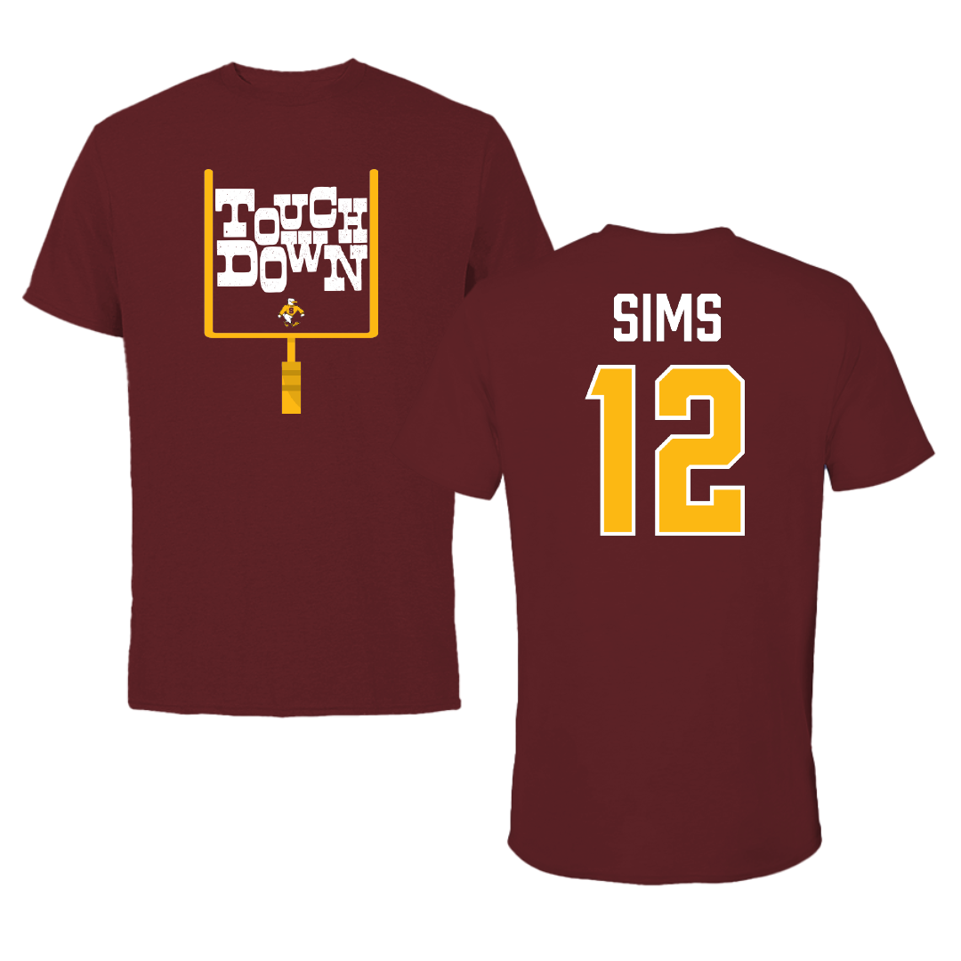 Salisbury University Football Maroon Touchdown Performance Tee - #12 Matthew Sims