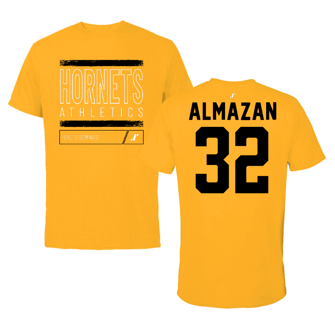 Alabama State University Baseball Gold Dominate Performance Tee - #32 Jose Almazan