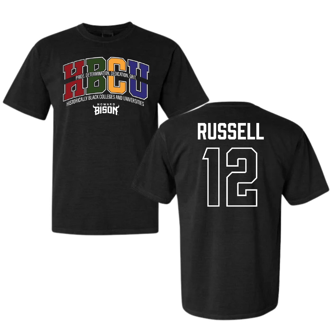 Howard University Football Black HBCU Comfort Colors Tee - #12 Terrell Russell
