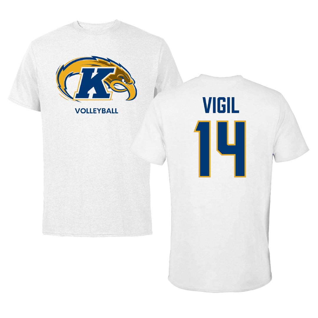 Kent State University Volleyball (W) White Tee - #14 Christina Vigil