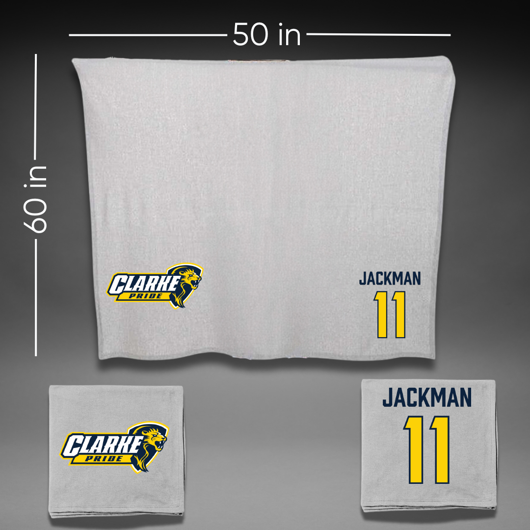 Clarke University Football Gray Blanket - #11 Jayden Jackman