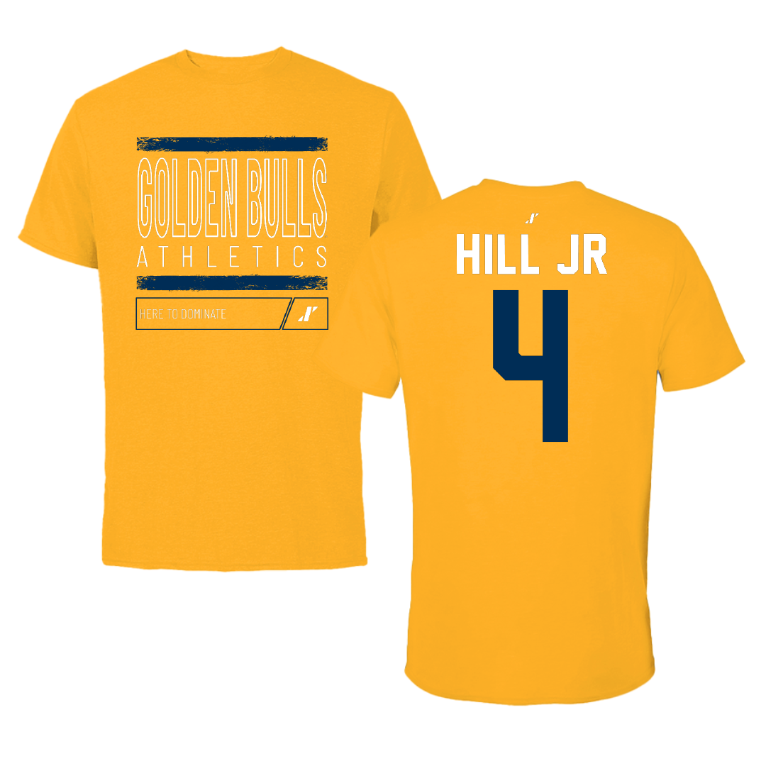 Johnson C. Smith University Football Gold Dominate Performance Tee - #4 Lamone Hill Jr