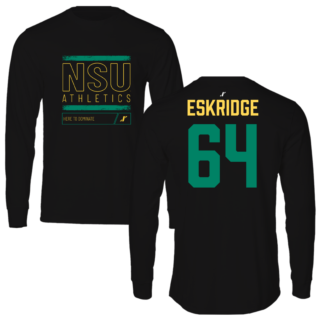 Norfolk State University Football Black Dominate Performance Long Sleeve - #64 Isaiah Eskridge