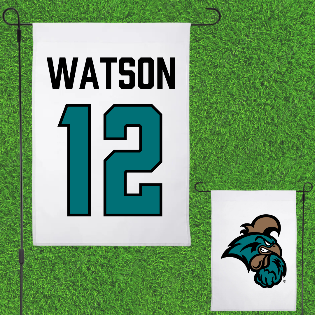 Coastal Carolina University Baseball White Garden Flag - #12 Rex Watson