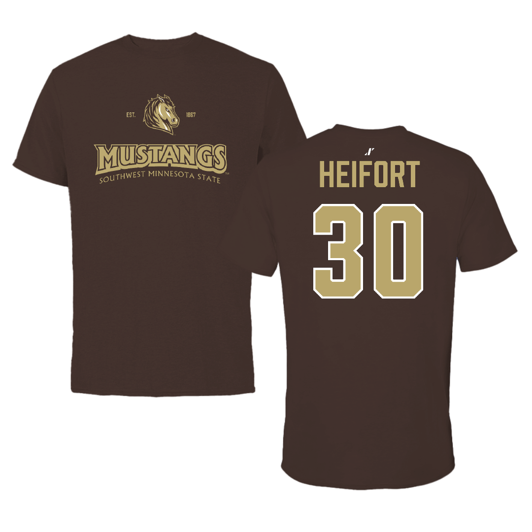 Southwest Minnesota State University Baseball Brown General Tee - #30 Tommy Heifort