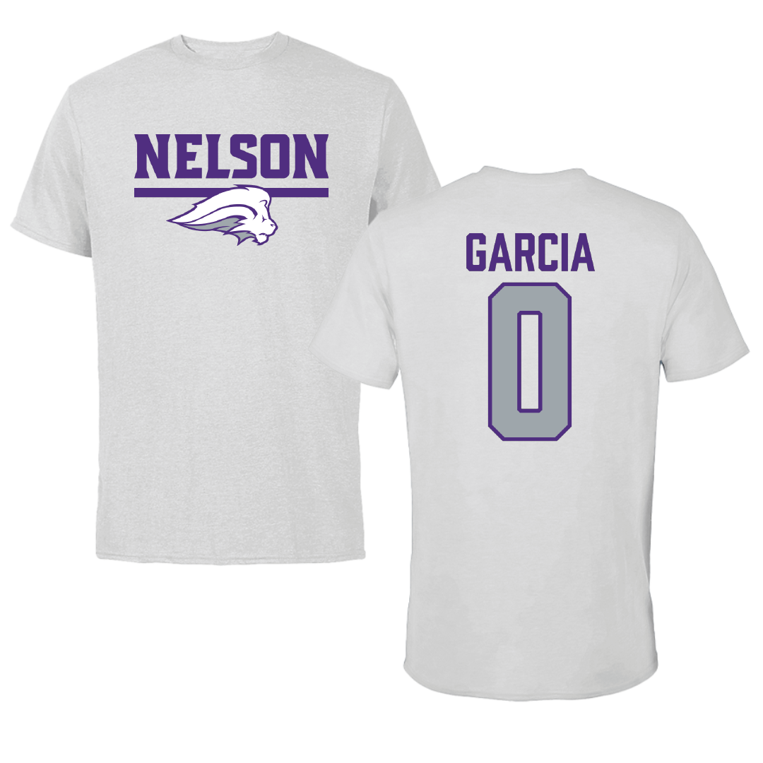 Nelson University Football Light Gray Performance Tee - #0 Xavier Garcia