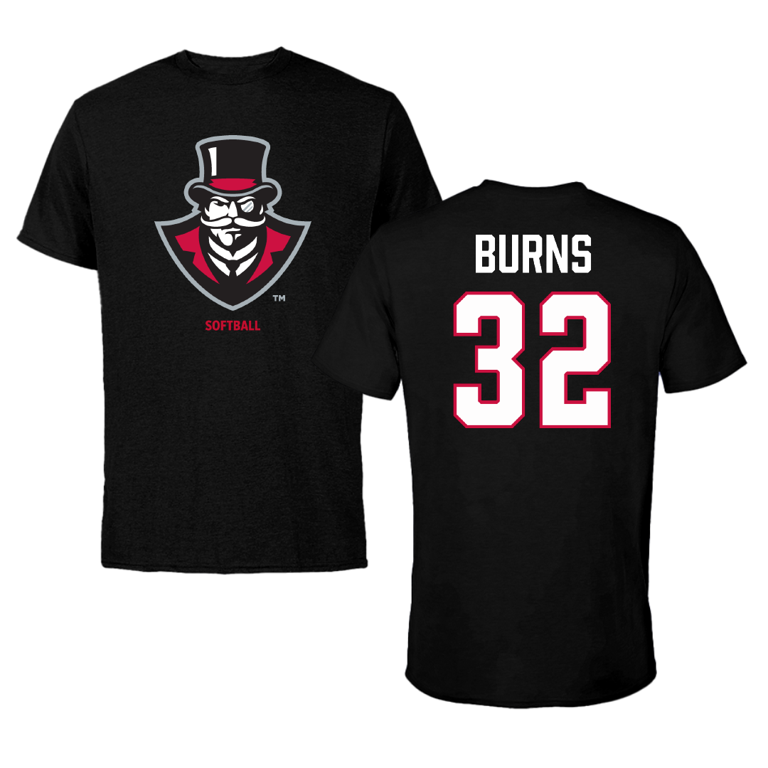 Austin Peay State University Softball Black Performance Tee - #32 Natalie Burns