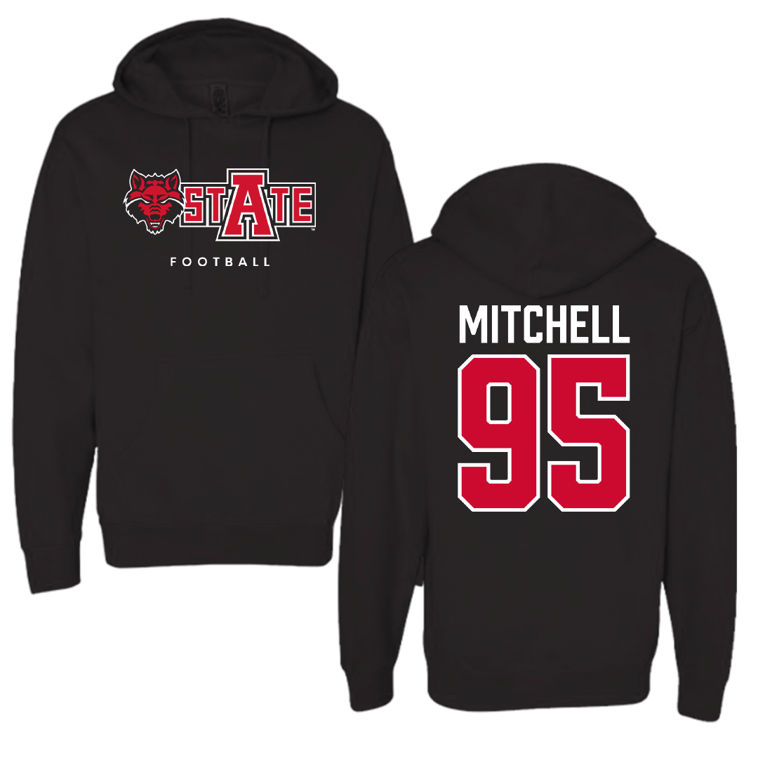 Arkansas State University Football Black Hoodie - #95 Simeon Mitchell