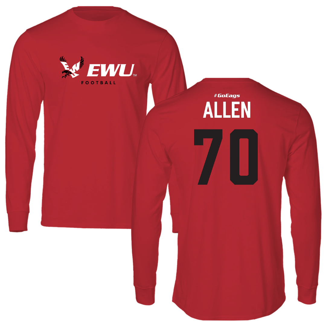 Eastern Washington University Football Red Performance Long Sleeve - #70 Gavin Allen