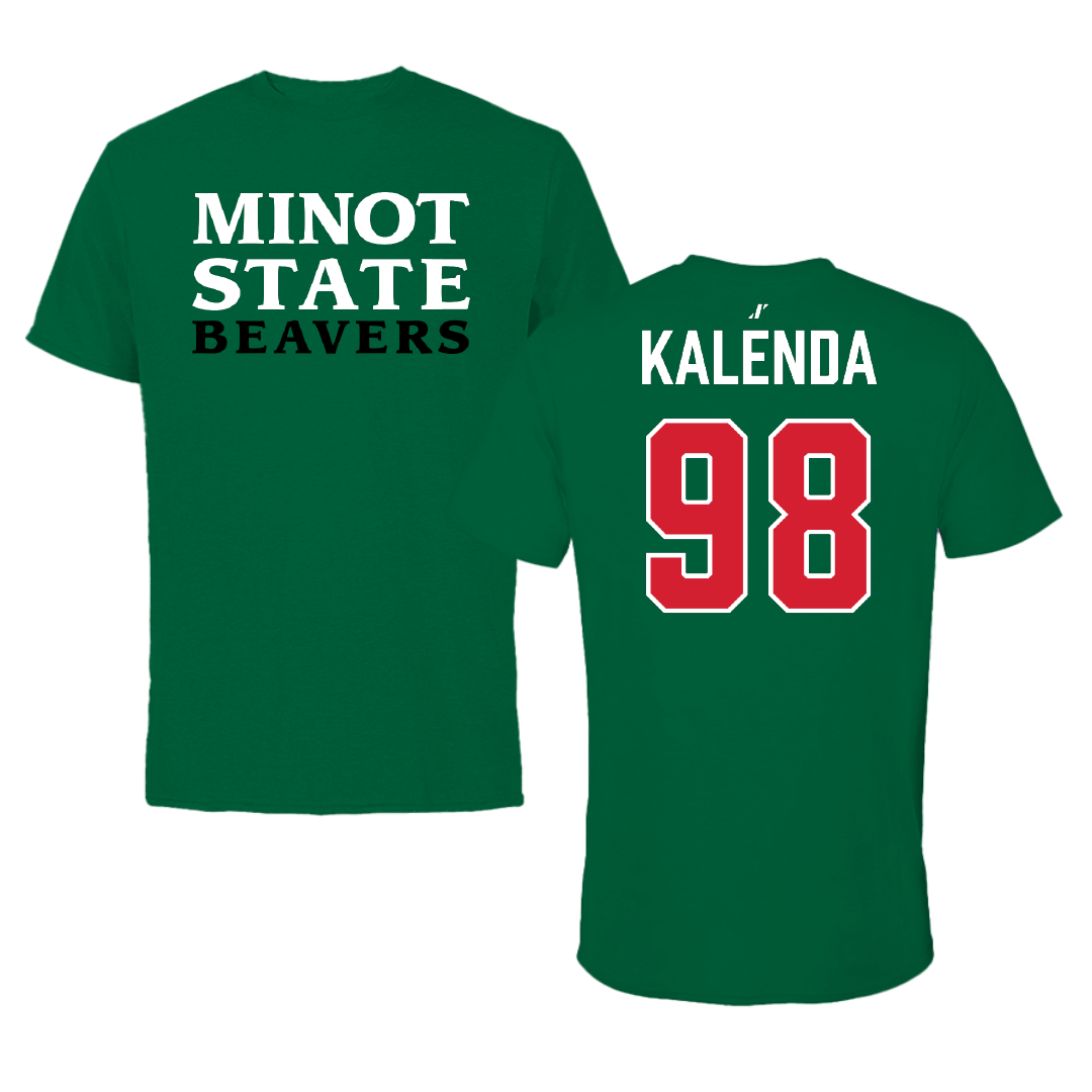 Minot State University Football Green Performance Tee - #98 Messi Kalenda