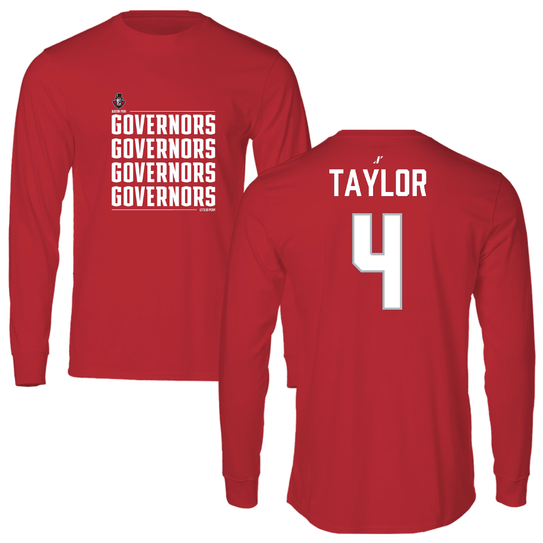 Austin Peay State University Baseball Red General Long Sleeve - #4 Zion Taylor
