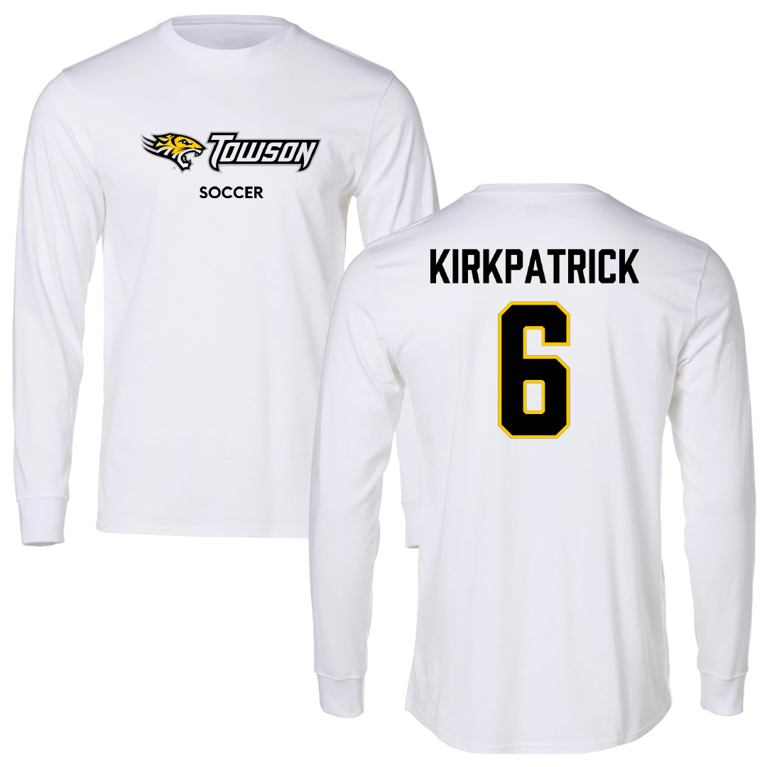 Towson University Soccer (W) White Performance Long Sleeve - #6 Emily Kirkpatrick