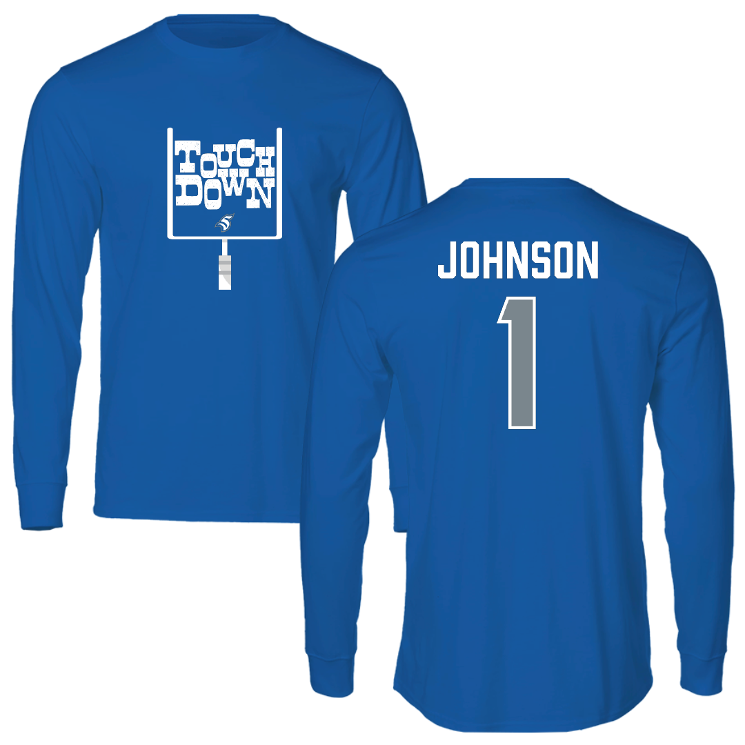 Thomas More University Football Blue Touchdown Performance Long Sleeve - #1 Freddie Johnson