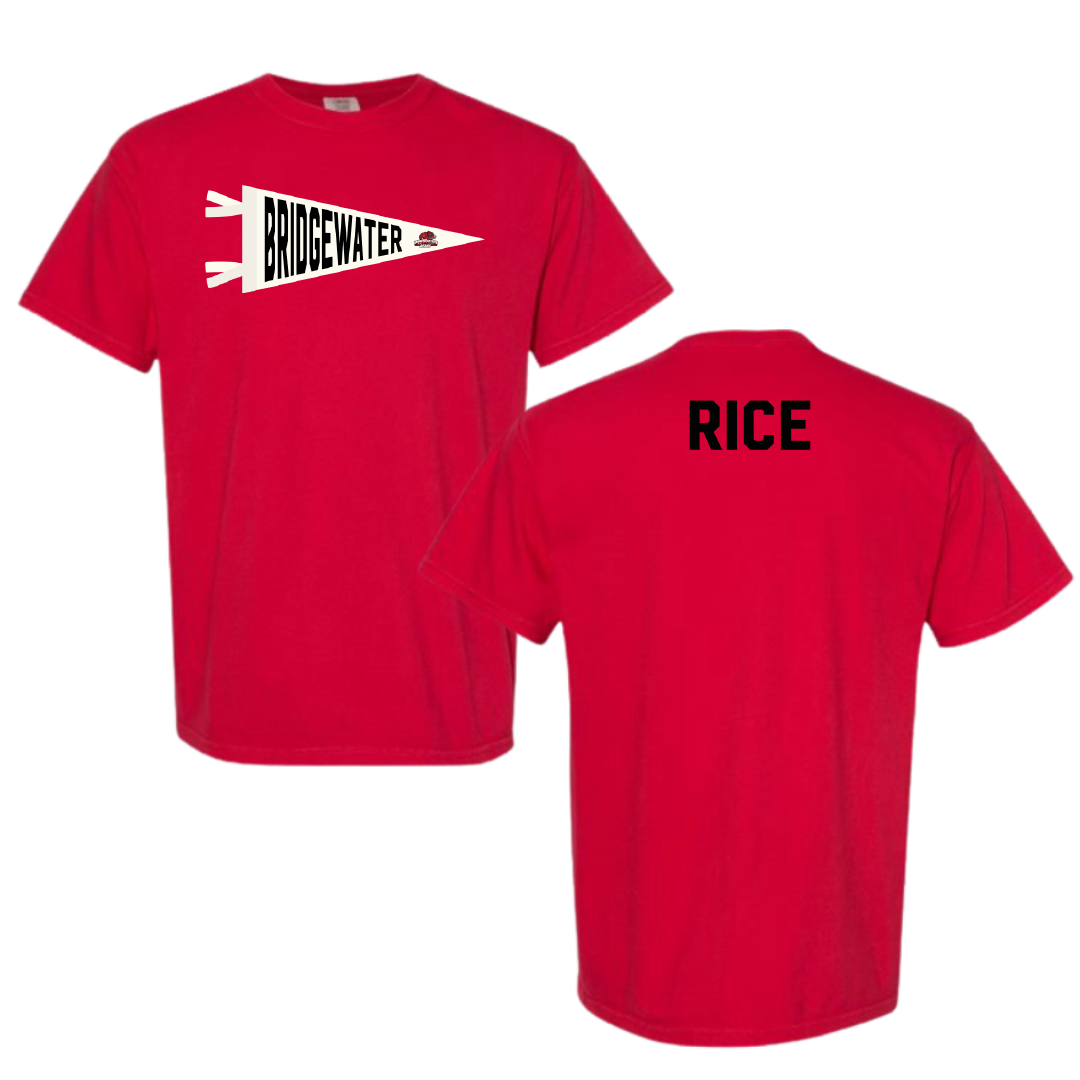 Bridgewater State University Swimming & Diving Red Pennant Comfort Colors Tee - Hunter Rice