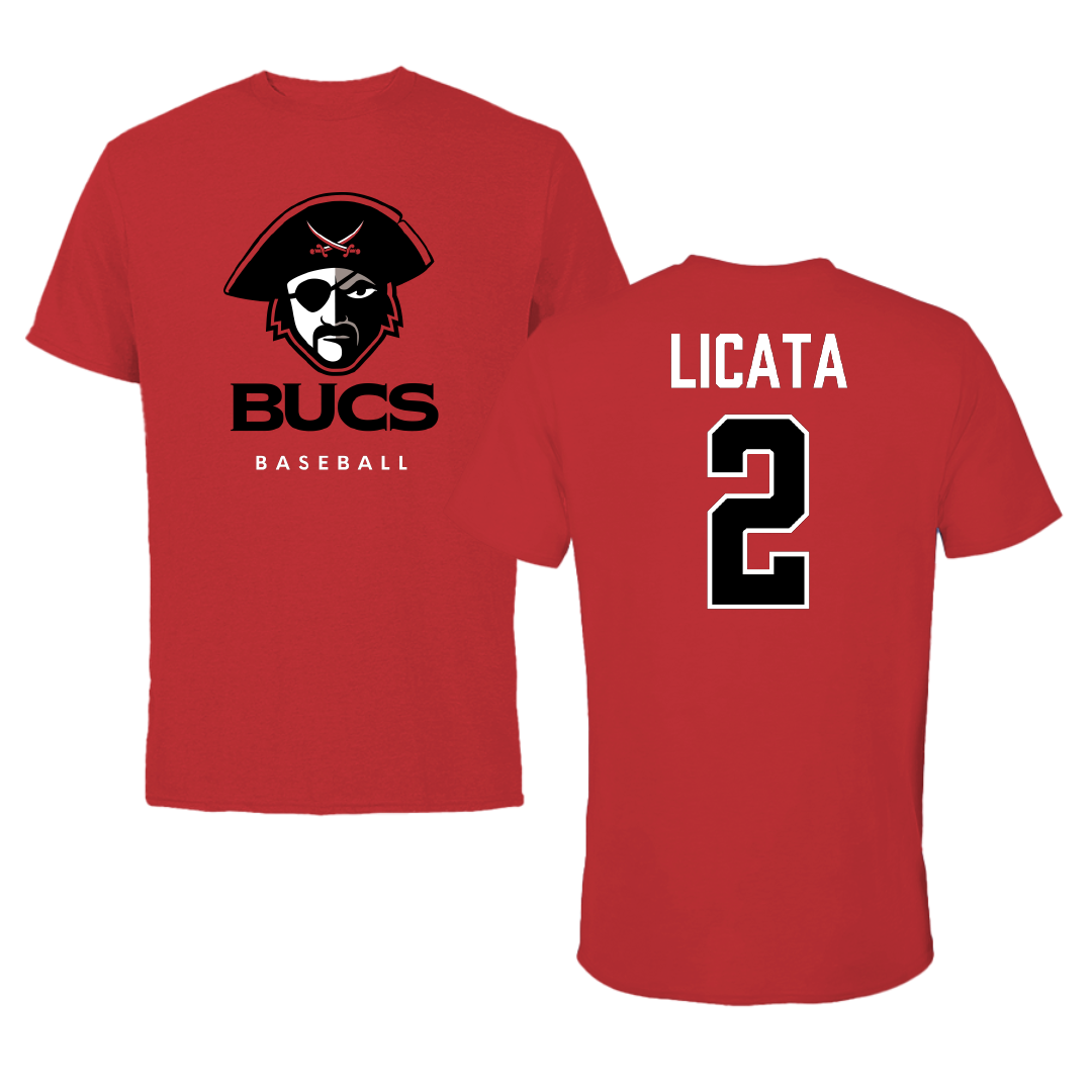 Christian Brothers University Baseball Red Tee - #2 Jackson Licata