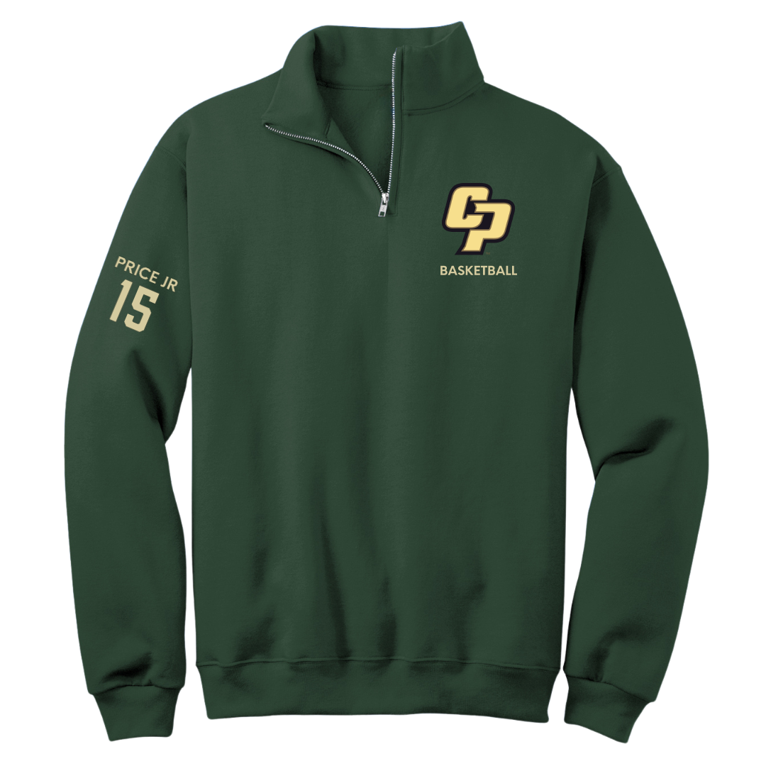 Cal Poly Basketball (M) Forest Green Quarter-Zip - #15 Aaron Price Jr