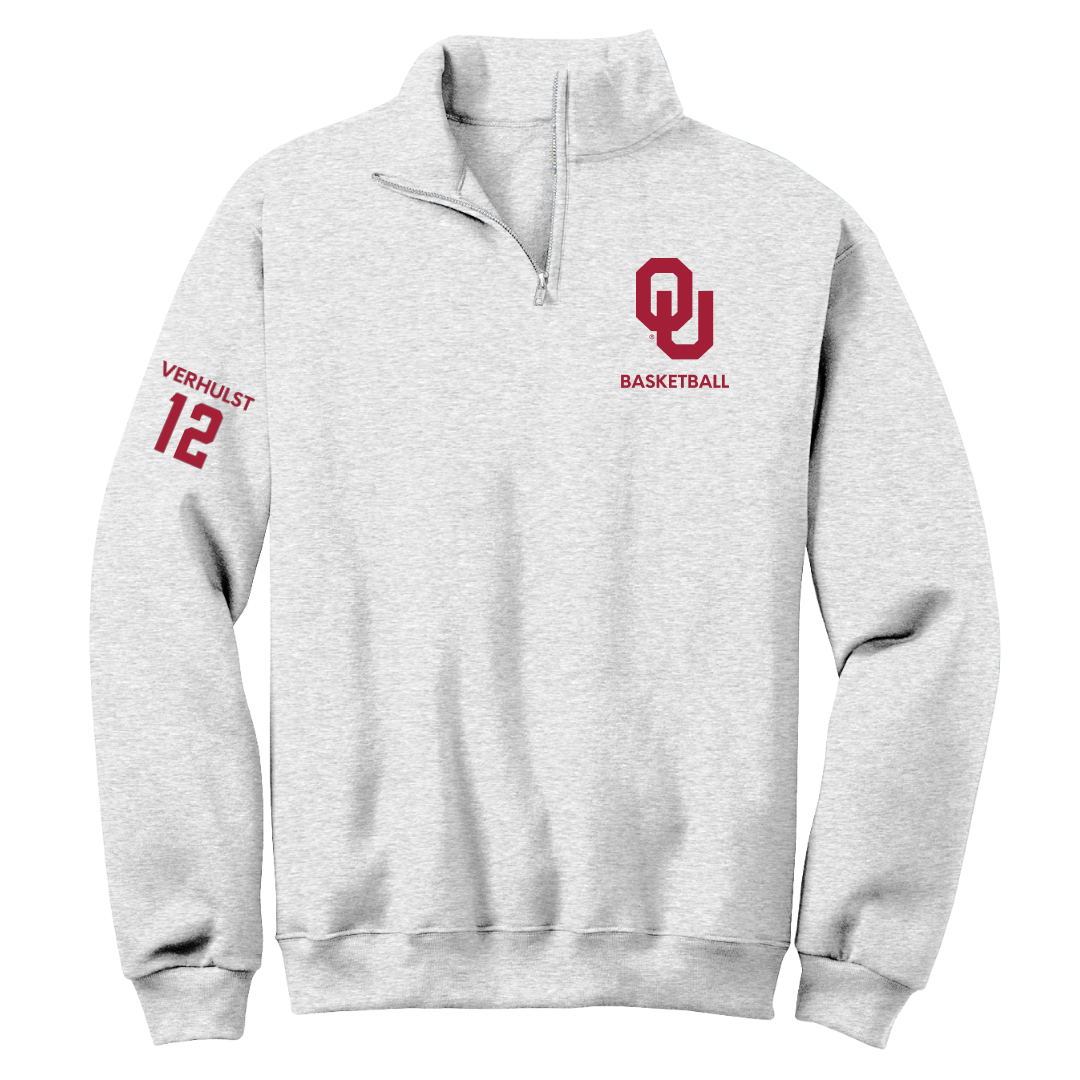 University of Oklahoma Basketball (W) Light Gray Quarter-Zip - #12 Payton Verhulst