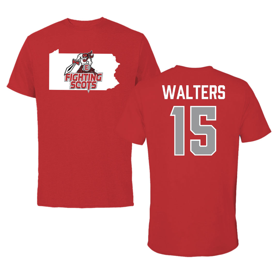 PennWest Edinboro Basketball (M) Red State Performance Tee - #15 Cole Walters