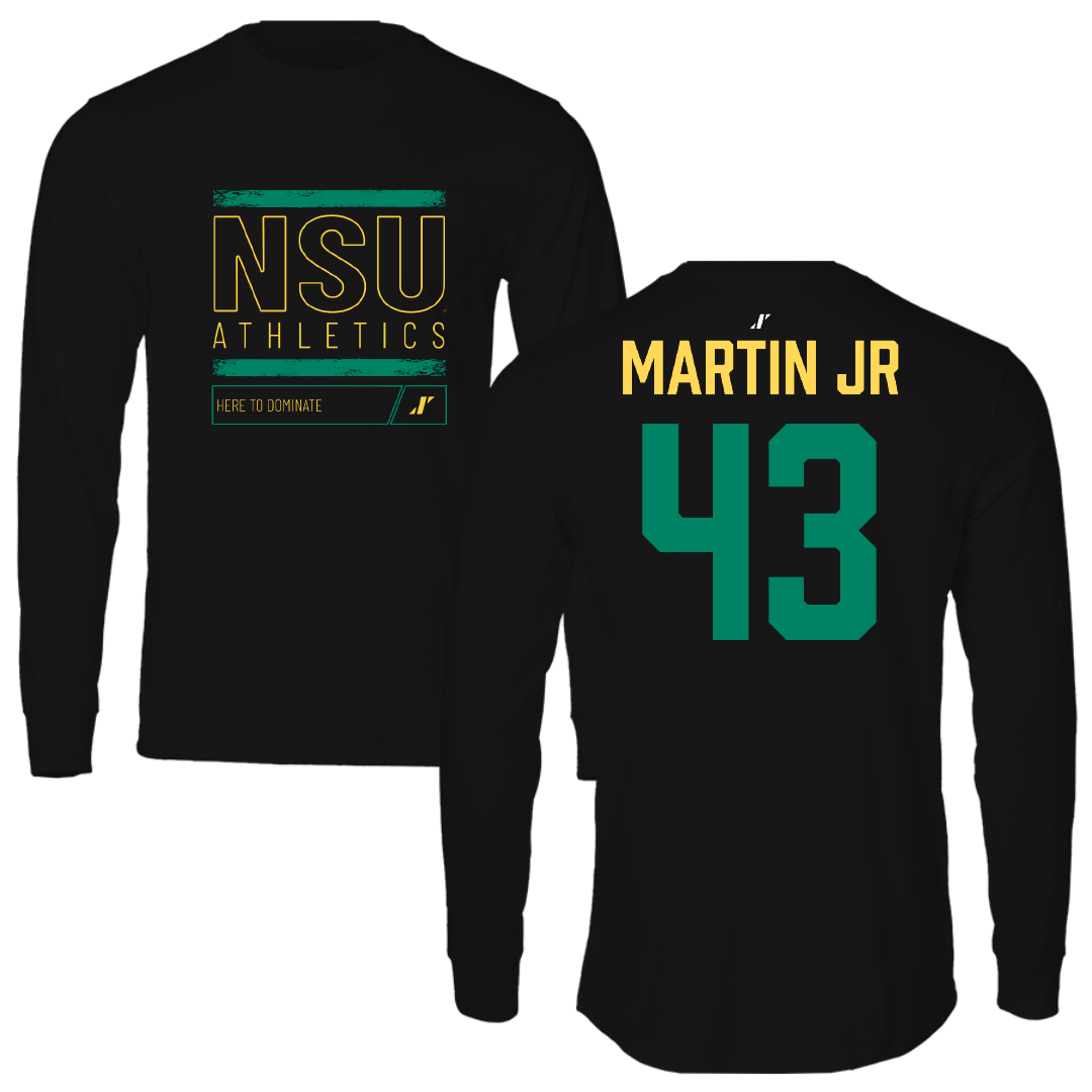 Norfolk State University Football Black Dominate Performance Long Sleeve - #43 Richard Martin Jr