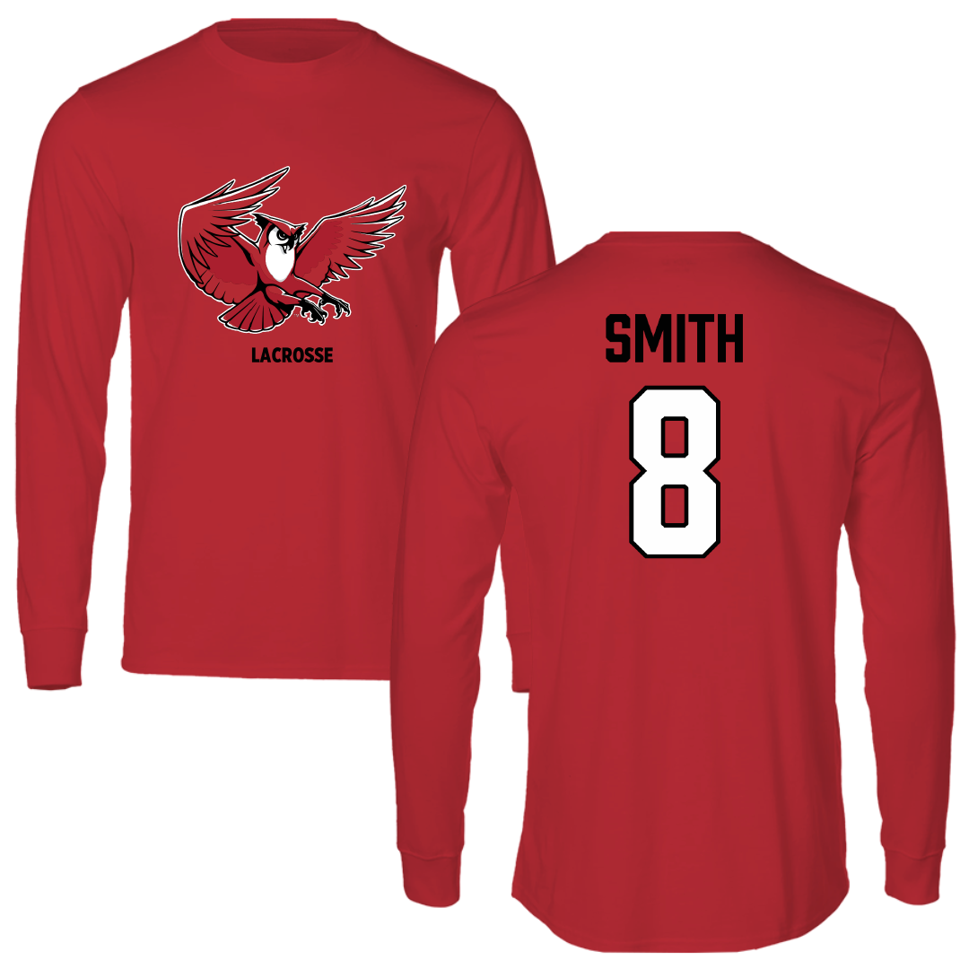 Keene State College Lacrosse (M) Red Long Sleeve - #8 Cameron Smith