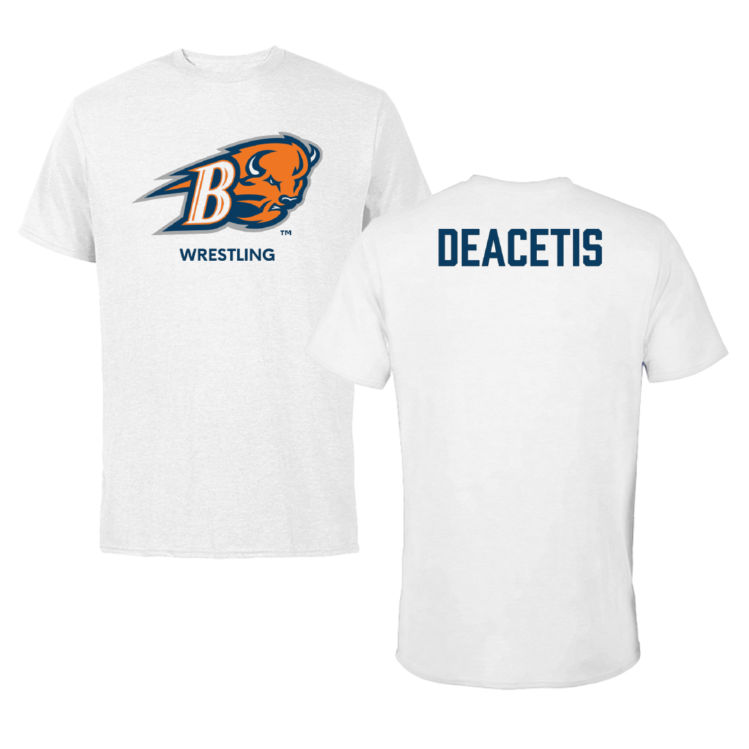 Bucknell University Wrestling (M) White Performance Tee - Logan Deacetis
