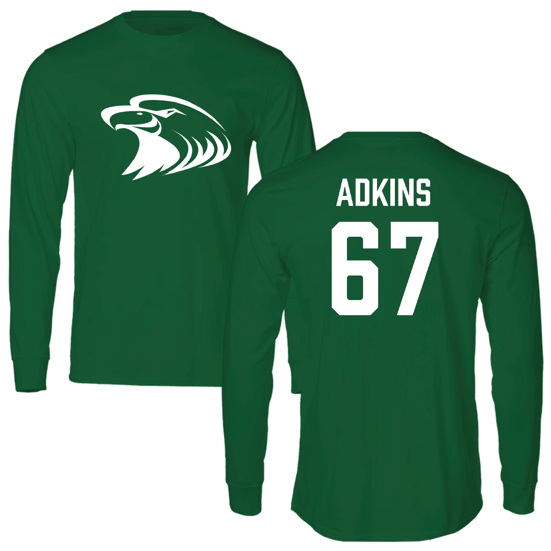 Central Methodist University Football Green Performance Long Sleeve - #67 Jake Adkins