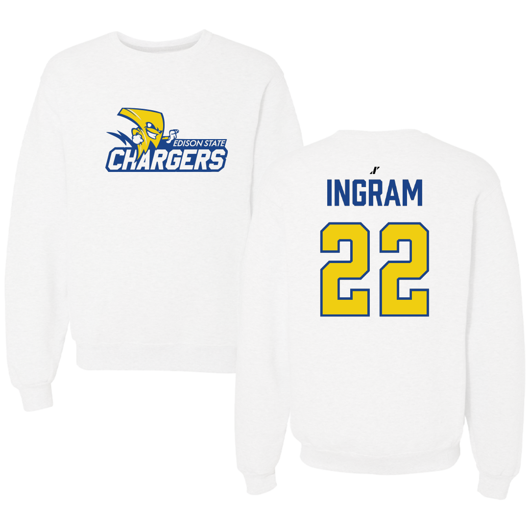 Edison State Community College Basketball White Crewneck - #22 Chylan Ingram