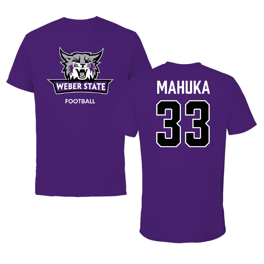Weber State University Football Purple Performance Tee - #33 Aizik Mahuka