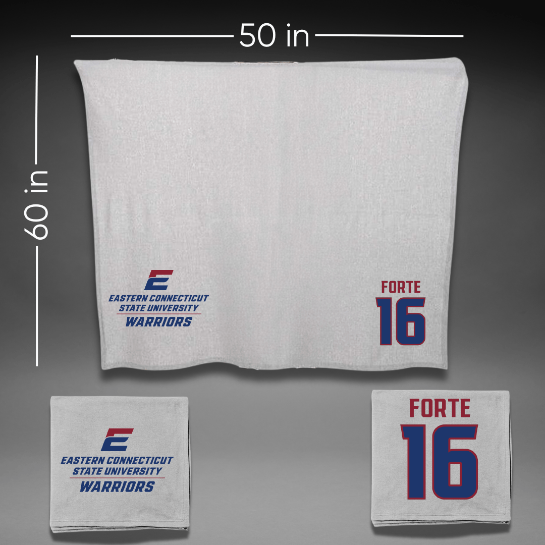 Eastern Connecticut State University Baseball Gray Blanket - #16 Cameron Forte