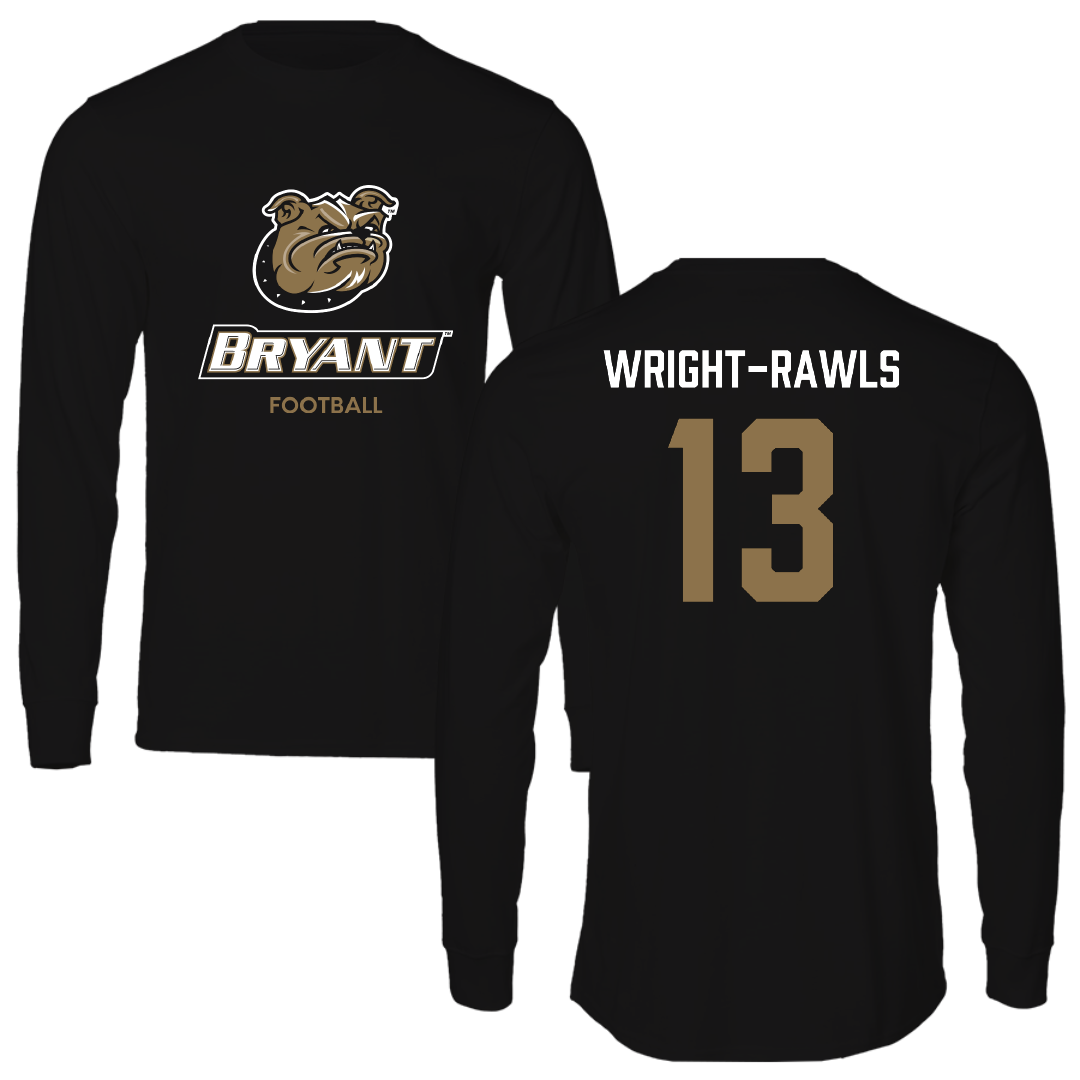 Bryant University Football Black Performance Long Sleeve - #13 Taylor Wright-Rawls