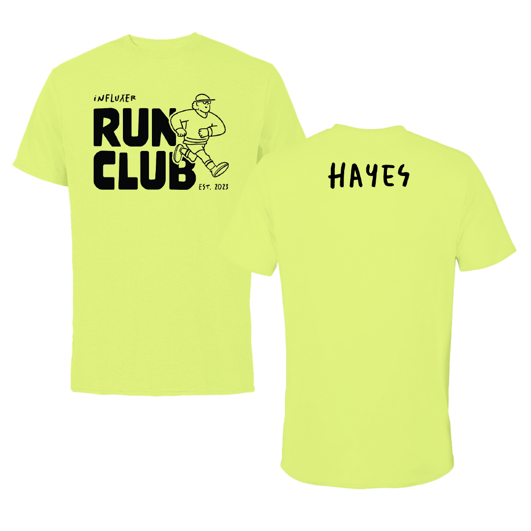 Texas State University TF and XC Safety Yellow Influxer Run Club Tee - Aiden Hayes