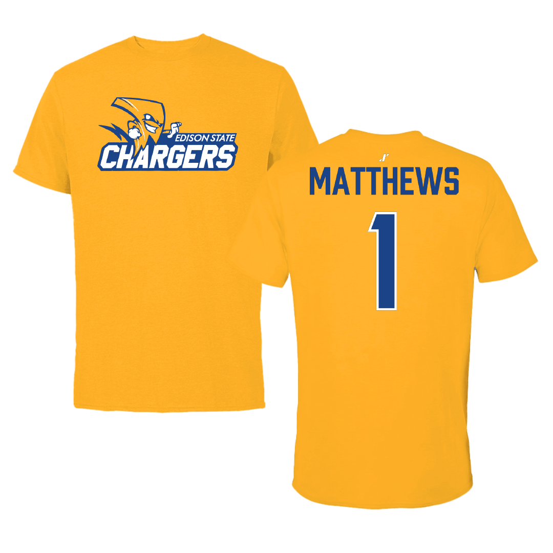 Edison State Community College Softball Gold Tee - #1 Amerie Matthews