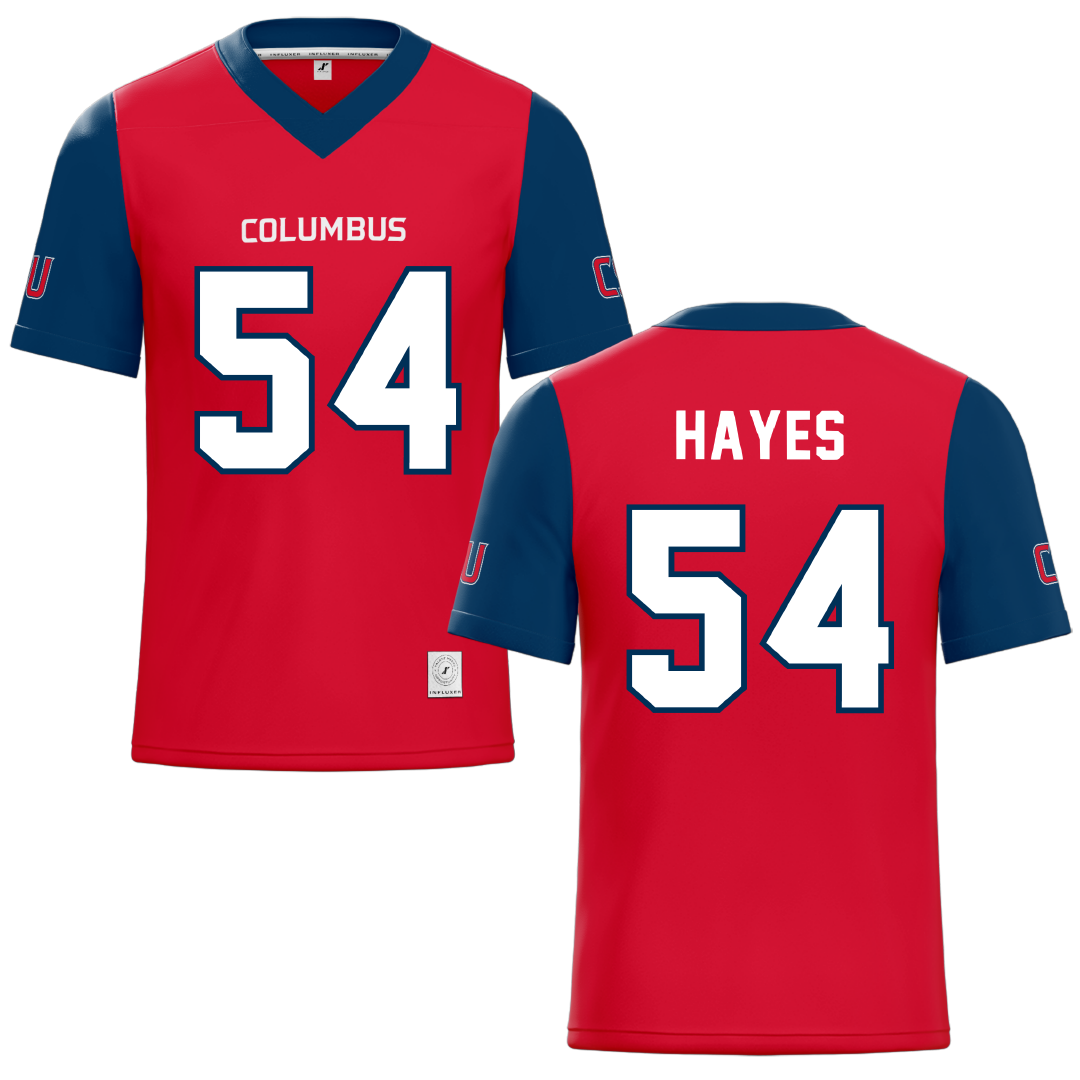 Columbus State University Red Football Jersey - #54 Cornell Hayes