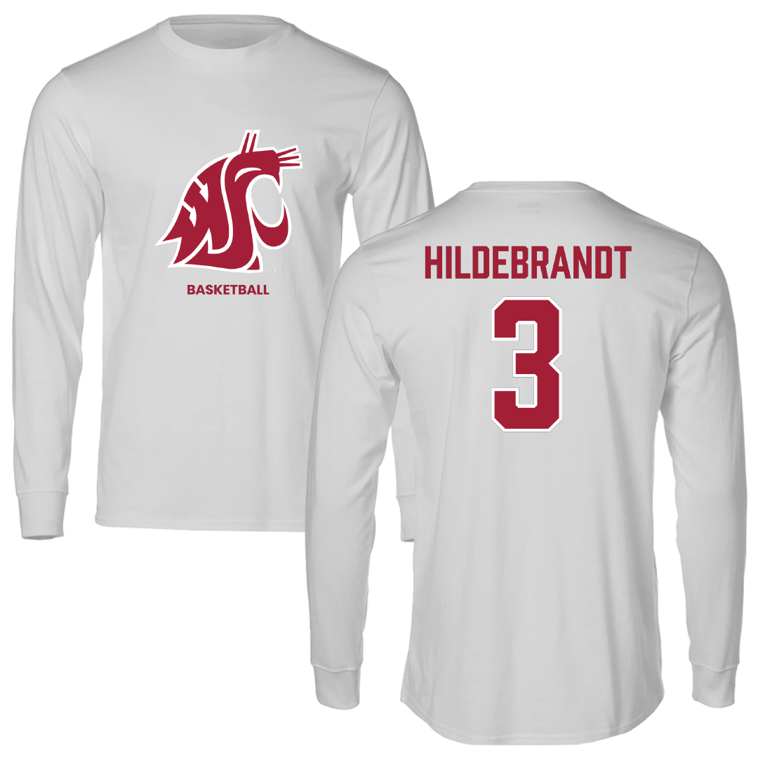 Washington State University Basketball (M) Light Gray Long Sleeve - #3 Simon Hildebrandt