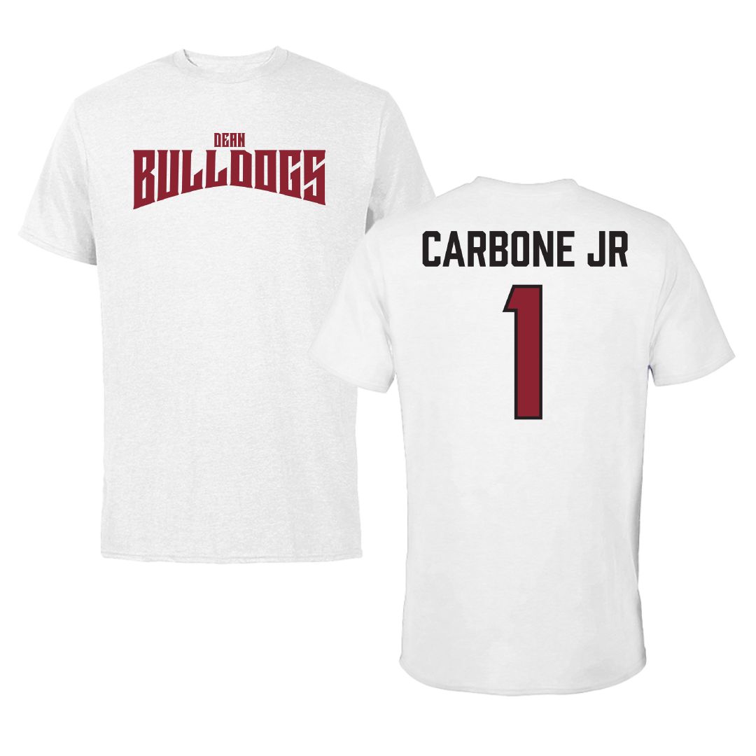 Dean College Lacrosse White Classic Performance Tee - #1 Chris Carbone Jr