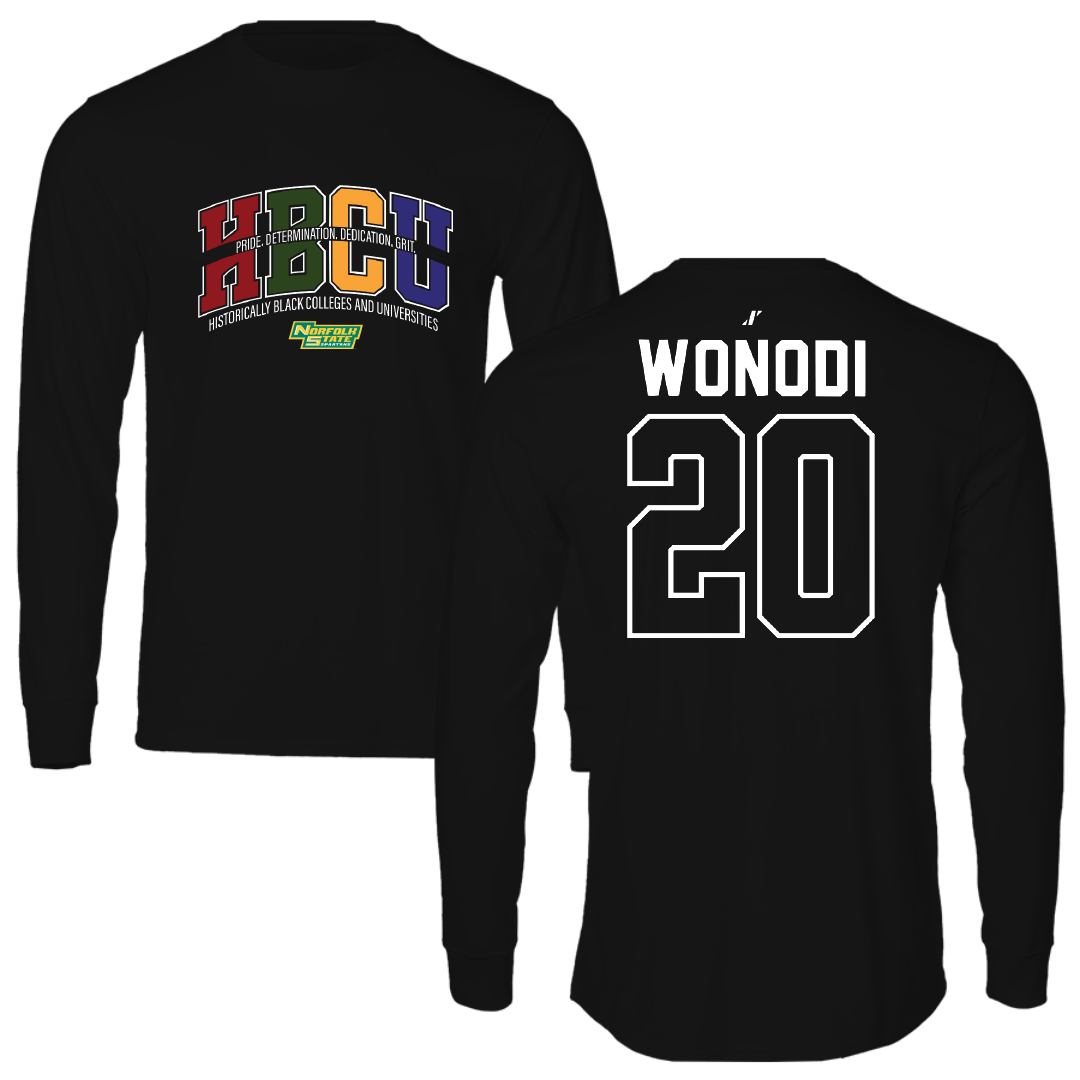 Norfolk State University Football Black HBCU Performance Long Sleeve - #20 Jason Wonodi