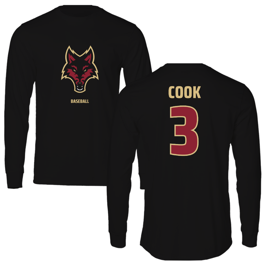 Coastal Alabama Community College Baseball Black Performance Long Sleeve - #3 Harrison Cook