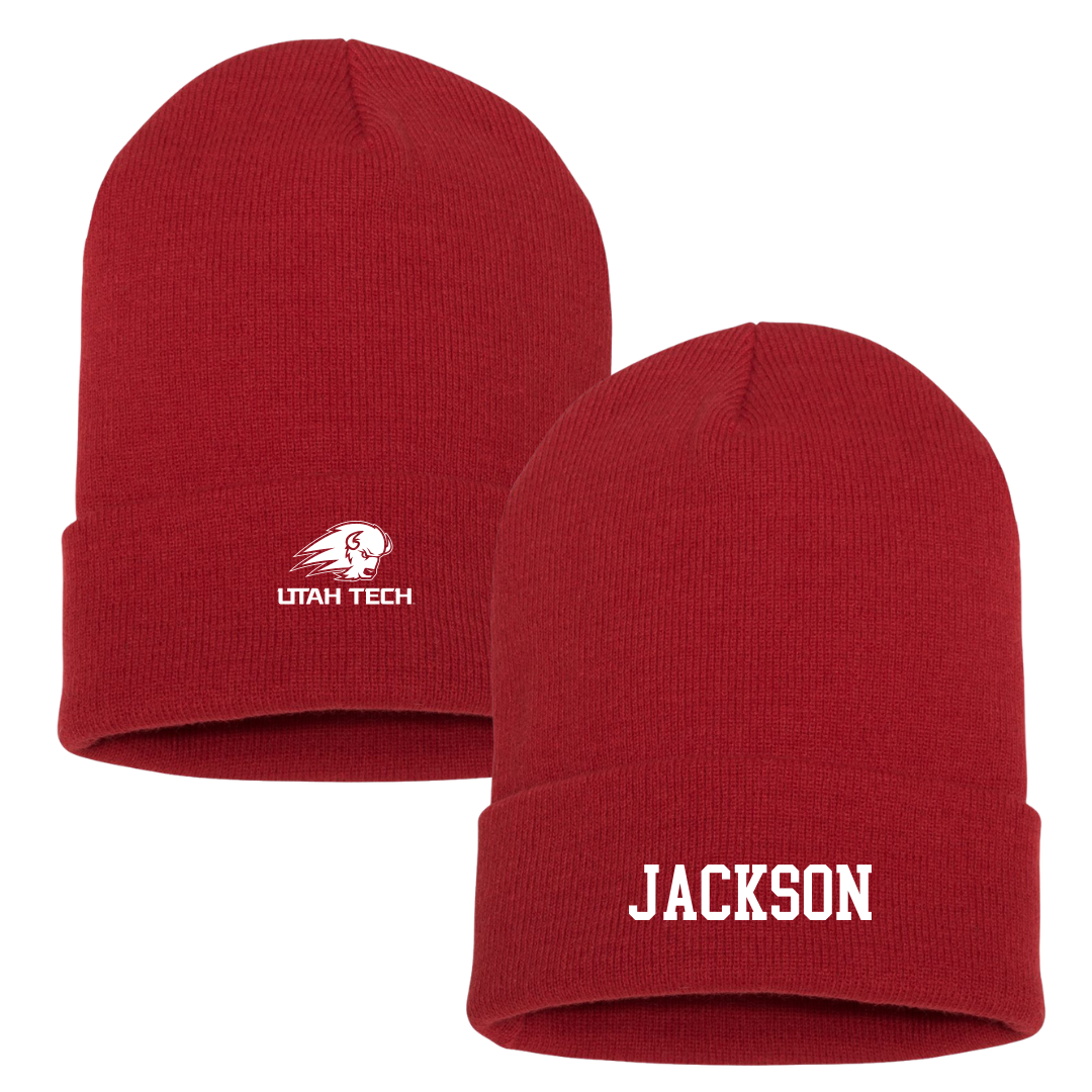 Utah Tech University Football Red Beanie - #90 Brandon Jackson