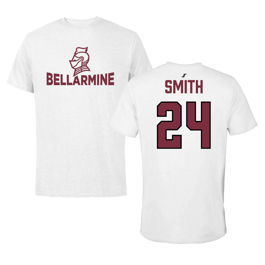 Bellarmine University Soccer (M) White Performance Tee - #24 Brady Smith