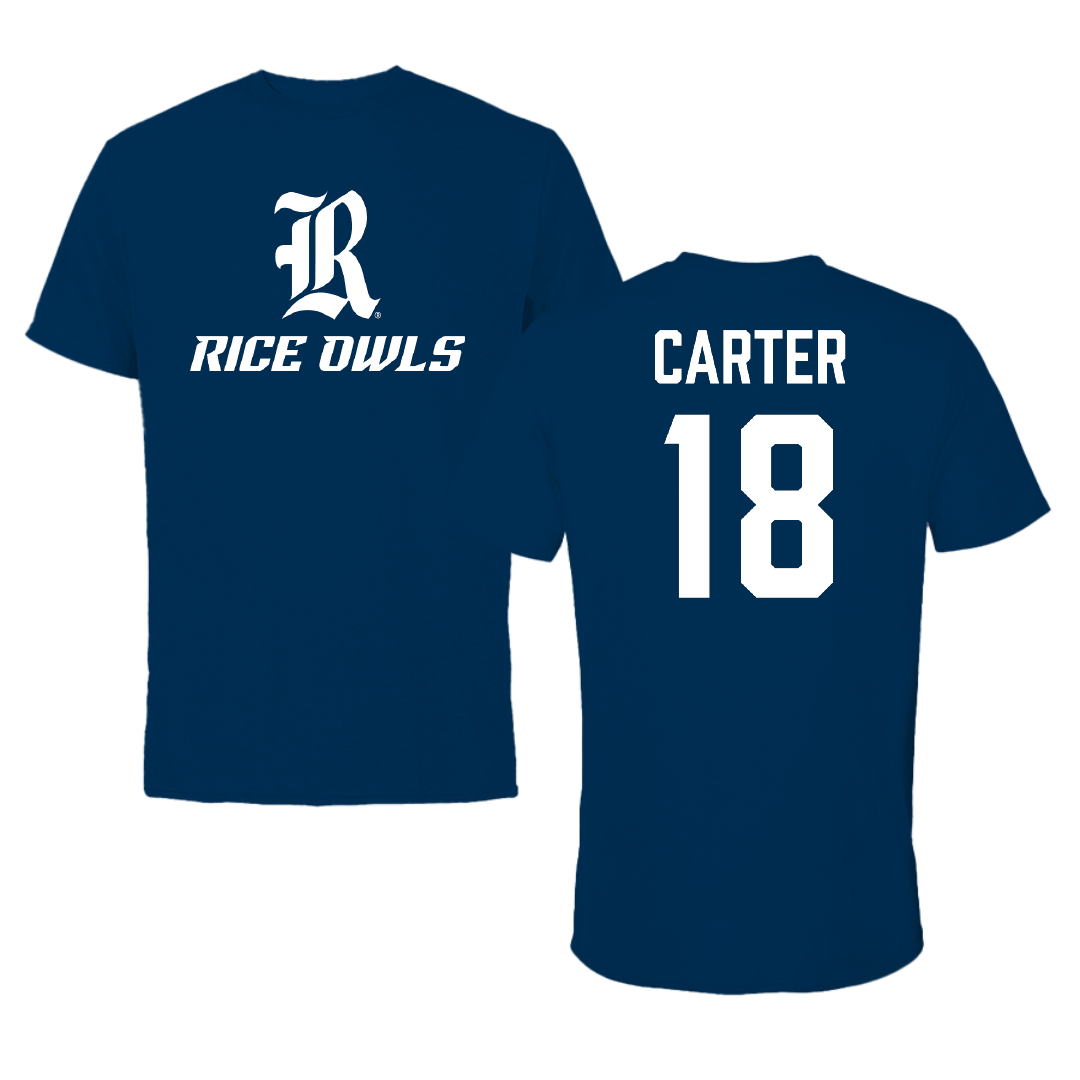 Rice University Football Navy Tee - #18 Owen Carter