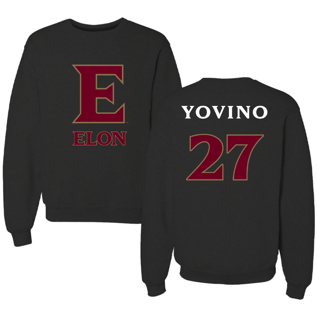 Elon University Baseball Black Crewneck - #27 Joseph Yovino