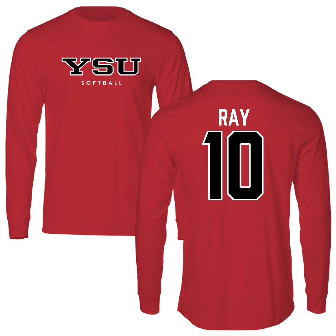 Youngstown State University Softball Red Performance Long Sleeve - #10 Ayla Ray