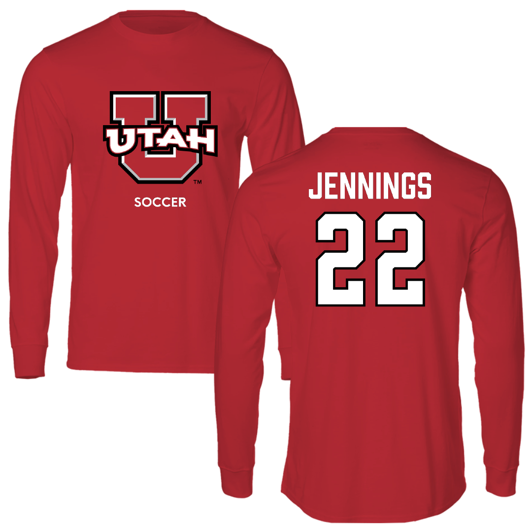 University of Utah Soccer (W) Red Utes Performance Long Sleeve - #22 Kyla Jennings